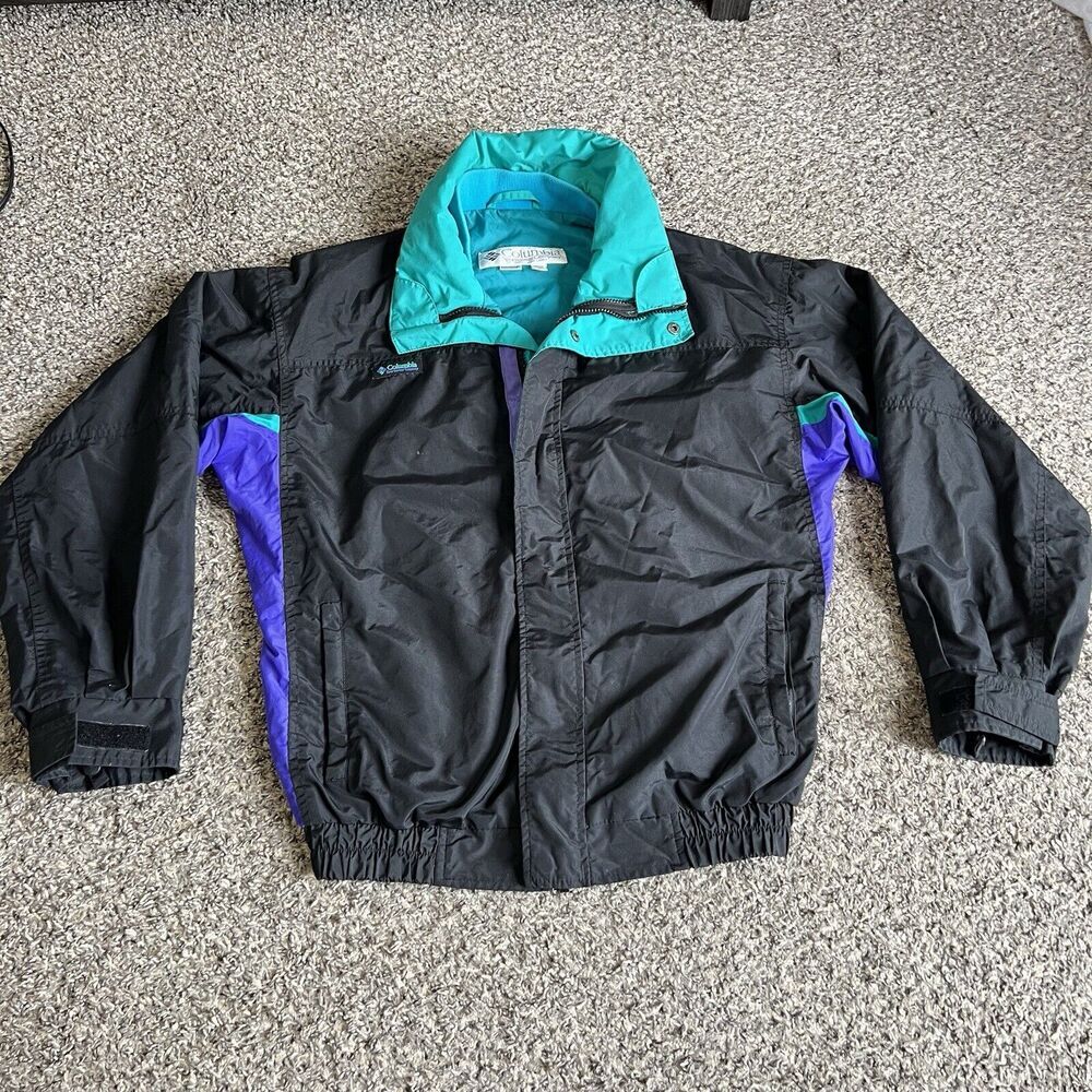 Vintage Columbia Mens Size S Bugaboo Ski Jacket Coat Shell Black Purple 90s Y2K